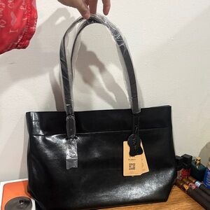 Black Leather Tote Bag